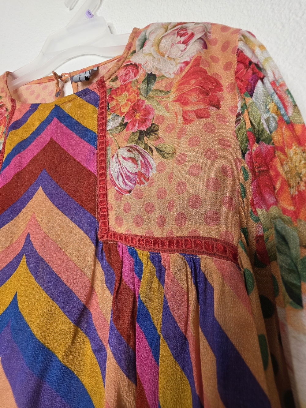 bl.nk by Anthropologie size L Multicolor Woven Floral boho Balloon Sleeve Blouse - Picture 6 of 14